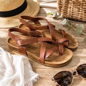 Yokono Brown Leather Strappy Sandals Made in Spain Boho Minimalist Comfort 7